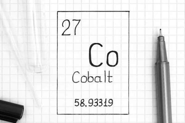 Tabela Periódica Elementos Elemento Químico Caligrafia Cobalt Com Caneta Preta — Fotografia de Stock