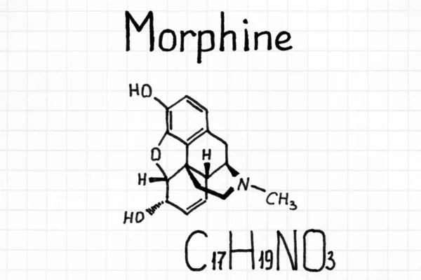 Handstil kemisk formel av morphine. — Stockfoto