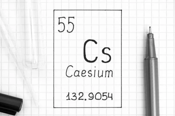 The Periodic table of elements. Handwriting chemical element Cae — Stock Photo, Image