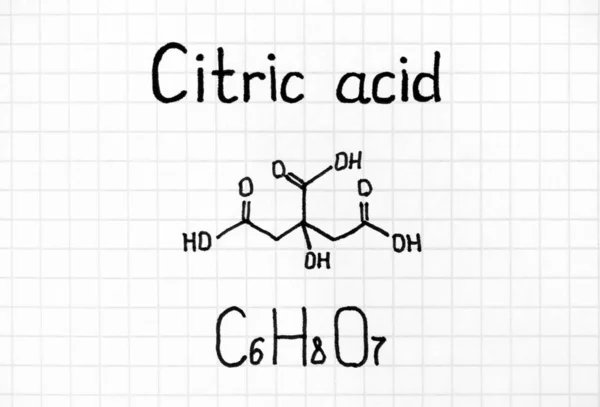 Pismo chemiczne formuła kwasu cytrynowego. — Zdjęcie stockowe