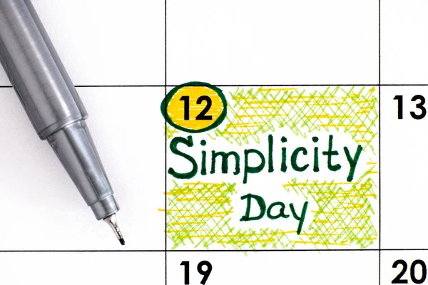 Lembrete Simplicidade Dia Calendário Com Caneta Julho — Fotografia de Stock