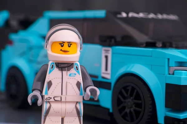 Tambov Federación Rusa Febrero 2020 Minifigura Piloto Lego Jaguar Pace — Foto de Stock