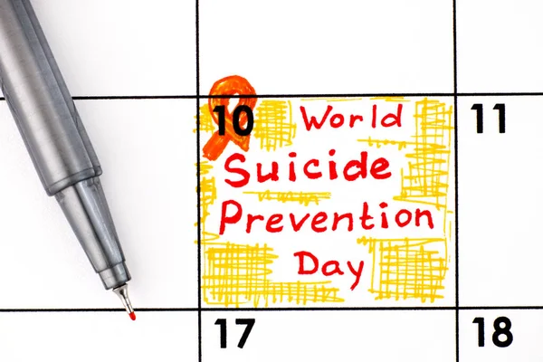 Напоминаем Всемирном Дне Предотвращения Самоубийств Календаре Ручкой Сентября — стоковое фото