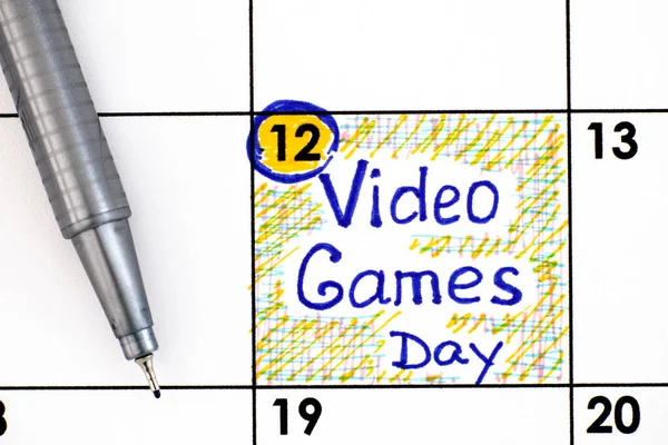 Påminnelse Video Games Day Kalender Med Penna September — Stockfoto