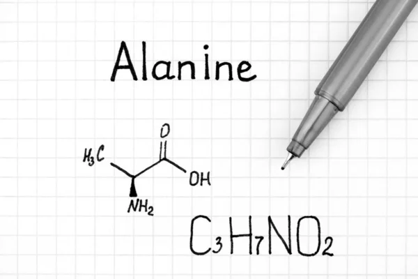 Kemisk Formel Alanin Med Penna Närbild — Stockfoto