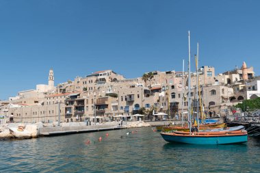 Jaffa eski şehir ve bir beau üzerinde eski bir liman için bir resim görünümü