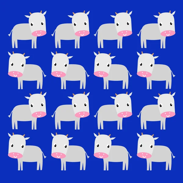 Pequeno Projeto Vacas Bonito Azul — Vetor de Stock