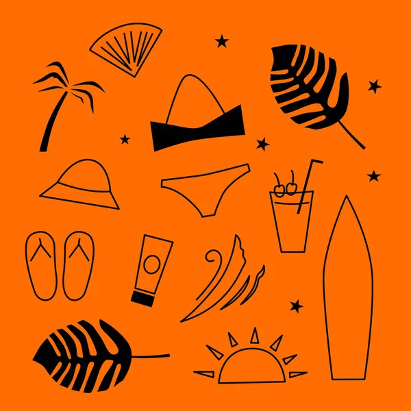 Design Sommer Vintage Icons Orange — Stockvektor