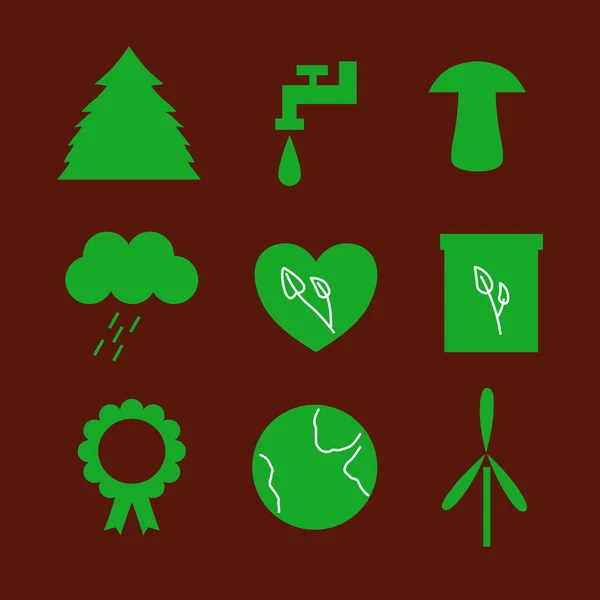 Green Ecology Design Icons Brown — Stockvektor