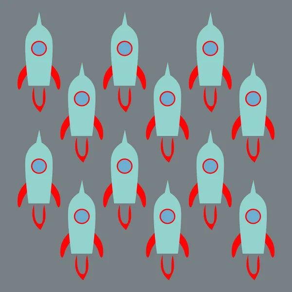 Éléments Design Vintage Rockets Bleu Sur Argent — Image vectorielle