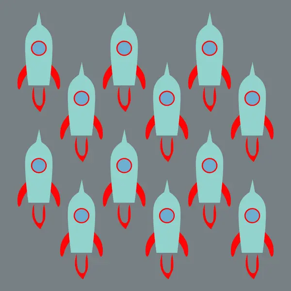 Vintage Design Rockets Azul Rojo — Vector de stock