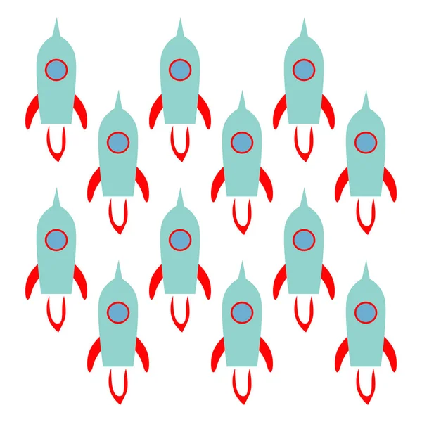Cohetes Diseño Vintage Azul Rojo — Vector de stock