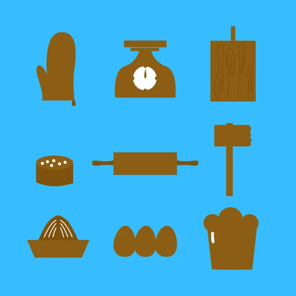 Kuchyně Signy Symboly Icons Blue — Stockový vektor