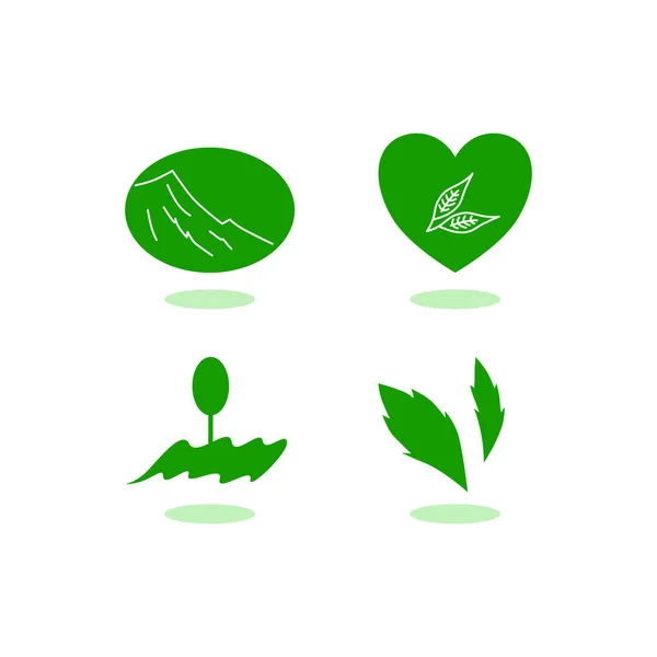 Σχεδιασμός Bio Eco Πράσινα Εικονίδια Λευκό — Διανυσματικό Αρχείο
