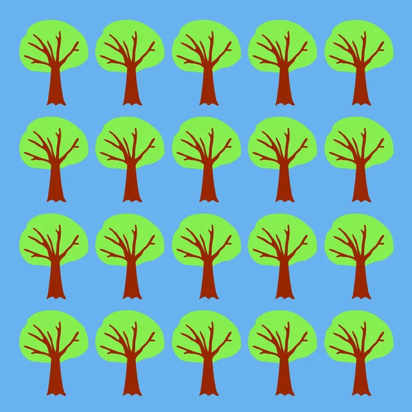 Kreatives Designmuster Grüne Bäume Auf Blau — Stockvektor