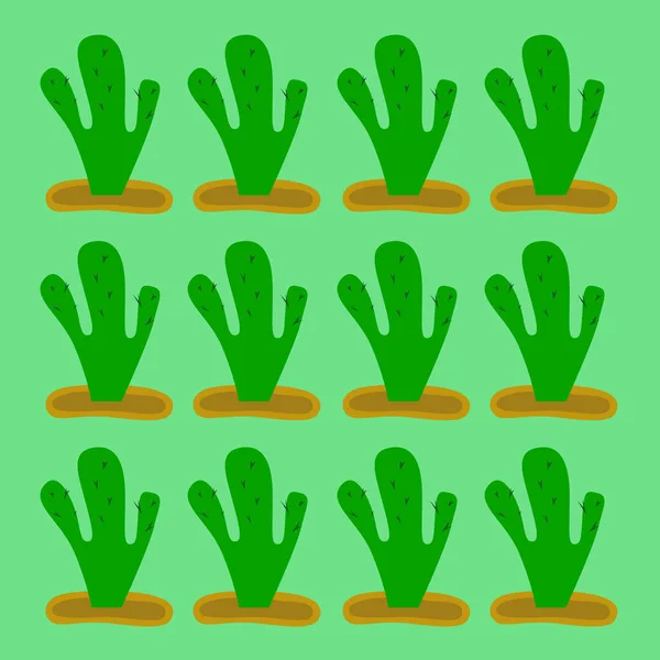 Söta Kaktusar Konst Illustration Gröna Kaktusar — Stock vektor