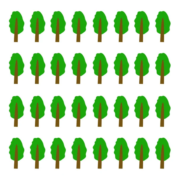 设计树 Pattern Green Trees Backkground White Ite — 图库矢量图片