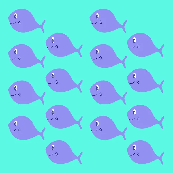 Ballenas Marinas Peces Azules Patrón Creativo Justificativa — Vector de stock