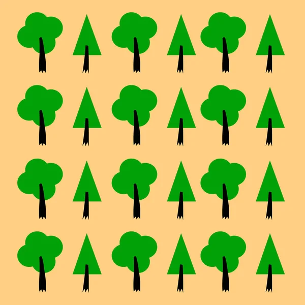 Design Trees Pattern Background Beige — Stock Vector