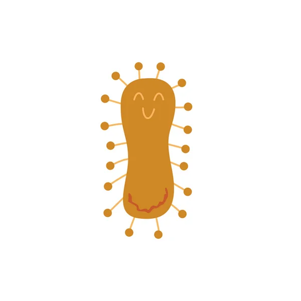 Germe Design Sorridente Batteri Virus Brown Bianco — Vettoriale Stock
