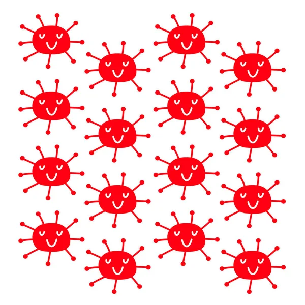 Niños Cute Sonriendo Virus Diseño Rojos Blanco — Archivo Imágenes Vectoriales