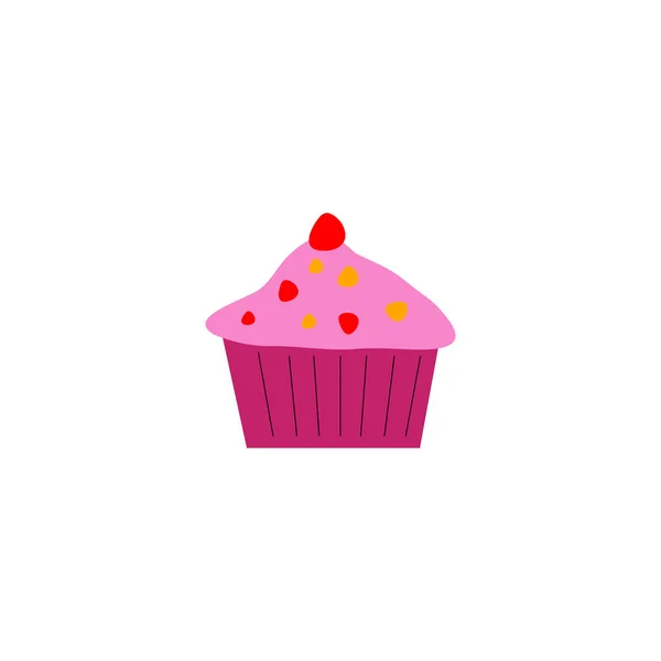 Design Cupcake Ilustración Alimentaria Pink — Vector de stock