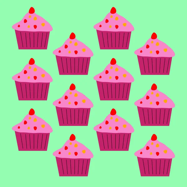 Cupcakes Design Background Blu Luce — Vettoriale Stock