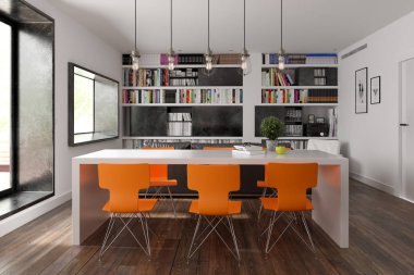 İskandinav tarzı iç tasarım 3d render