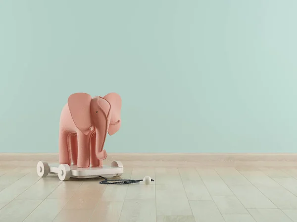 Elefanti rosa in interni vuoti Illustrazione 3D — Foto Stock