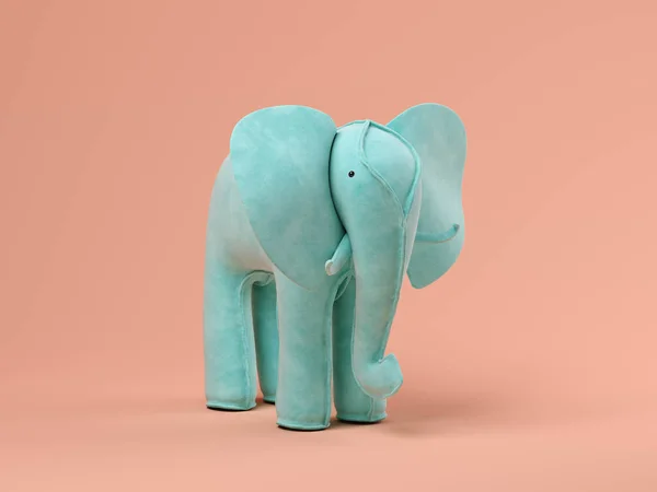 Blue elephant on pink background 3D illustration — Stock Photo, Image