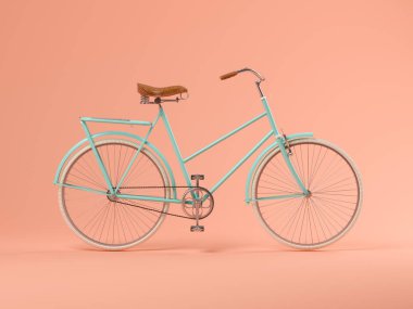 Pembe arka plan 3d illüstrasyon mavi bisiklet