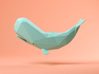 Pembe arka plan 3d illüstrasyon mavi balina