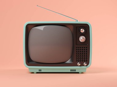Pembe arka plan 3d illüstrasyon mavi tv