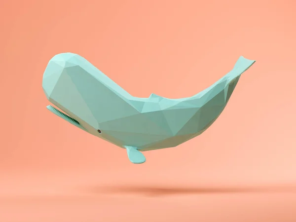 Ballena azul sobre fondo rosa Ilustración 3D — Foto de Stock