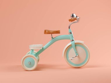 Pembe arka plan 3d illüstrasyon mavi bisiklet