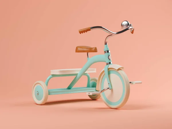 Синій велосипед на рожевому фоні 3D ілюстрація — стокове фото