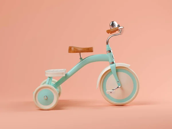 Blaues Fahrrad auf rosa Hintergrund 3D-Illustration — Stockfoto