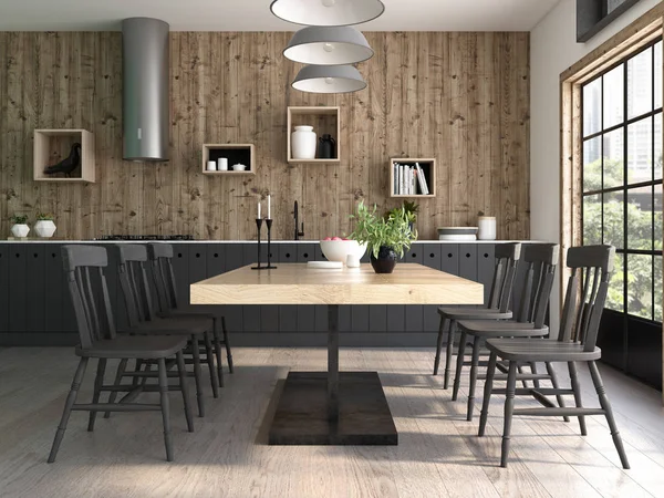 Modernes Interieur Design 3D-Rendering — Stockfoto