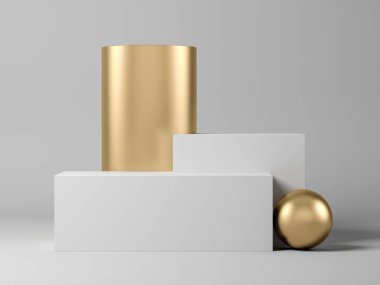 Grey 3d render soyut geometrik şekil