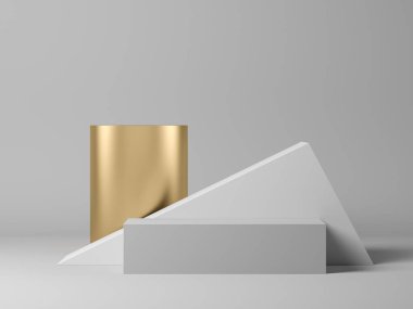 Grey 3d render soyut geometrik şekil