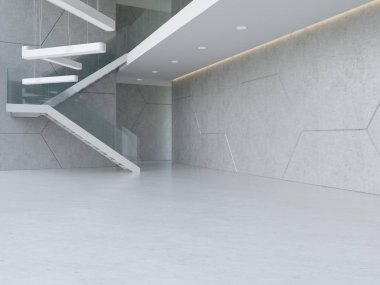 Bir lobi otel resepsiyon 3 D illüstrasyon iç