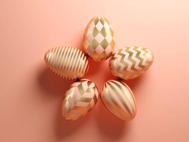 Paskalya yumurtaları pembe arka plan 3d çizim üzerinde