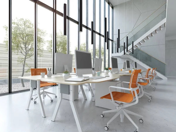 Modern belső teret office 3D-s illusztráció — Stock Fotó