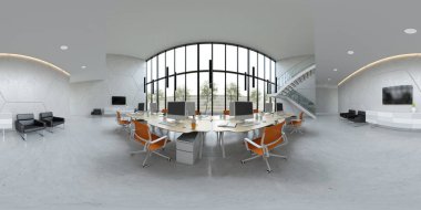 Küresel 360 panorama projeksiyon iç açık alan office 3d çizim