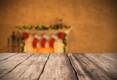 Tablo arka plan şömine Noel dekor 3d render ile