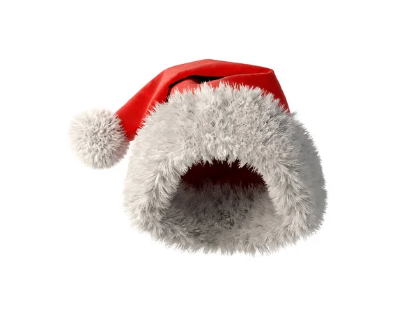 Santa Claus roter Hut isoliert auf weißem Hintergrund 3D-Rendering — Stockfoto