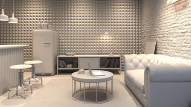 Modern insan oturma odası ile 3 D işleme bar iç