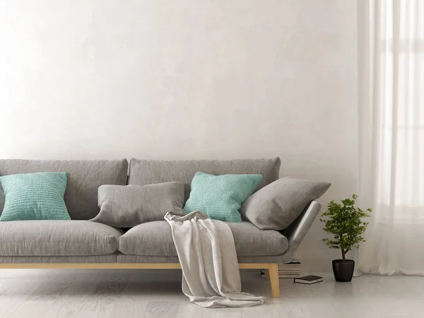 Interiér moderního obývacího pokoje s pohovkou 3d vykreslování — Stock fotografie