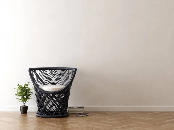 Modern oturma odası sandalye 3d render ile iç — Stok fotoğraf