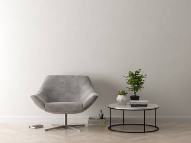 Modern oturma odası sandalye 3d render ile iç
